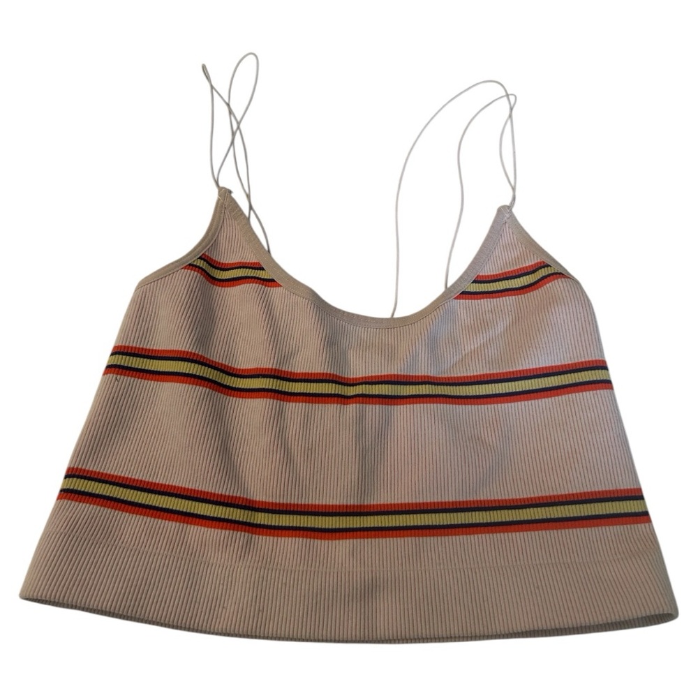 Out from under striped bralette pink red yellow black striped double strap